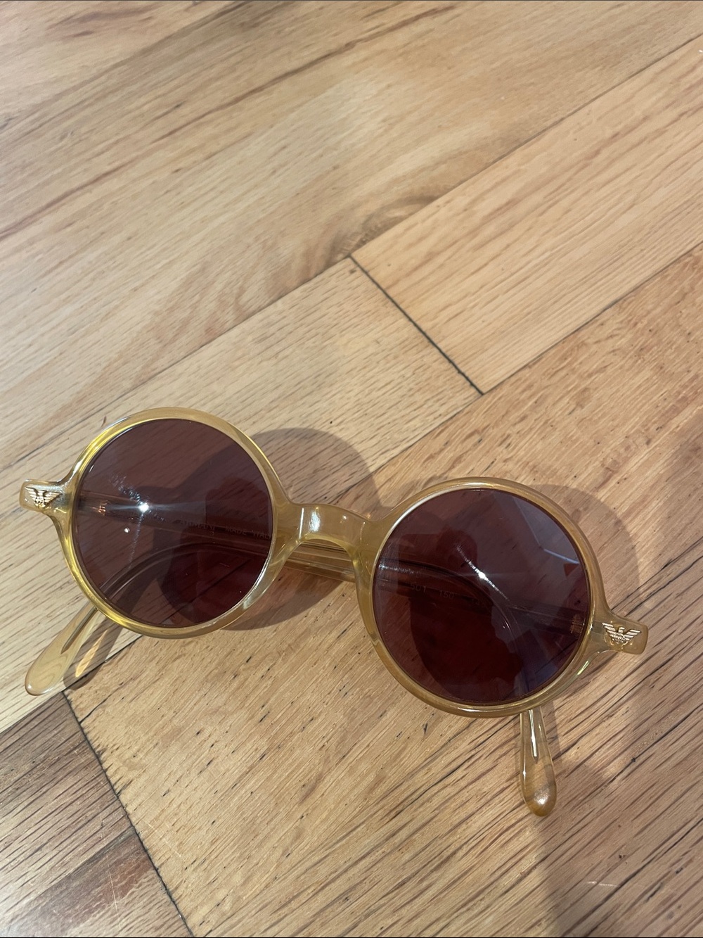Armani Round Sunglasses in Amber with Brown Lenses